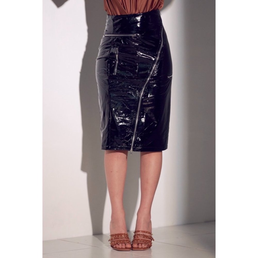 Vinyl Midi Skirt